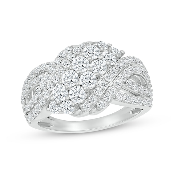 Lab-Created Diamonds by KAY Crossover Swirl Fashion Ring 1-1/2 ct tw 10K White Gold