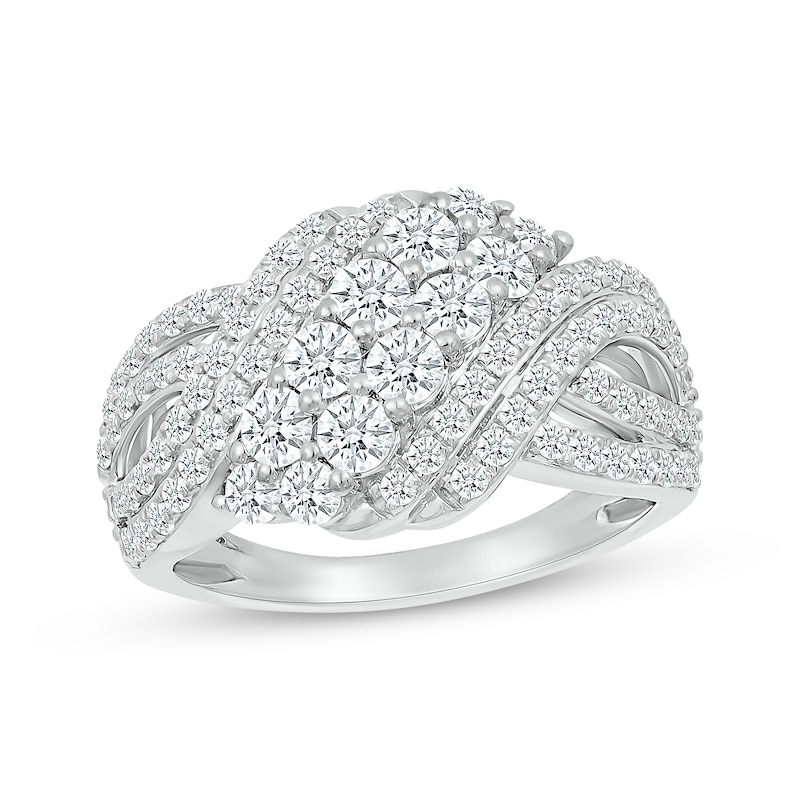 Main Image 1 of Lab-Grown Diamonds by KAY Crossover Swirl Fashion Ring 1-1/2 ct tw 10K White Gold