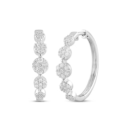 Multi-Diamond Hoop Earrings 1/2 ct tw 10K White Gold