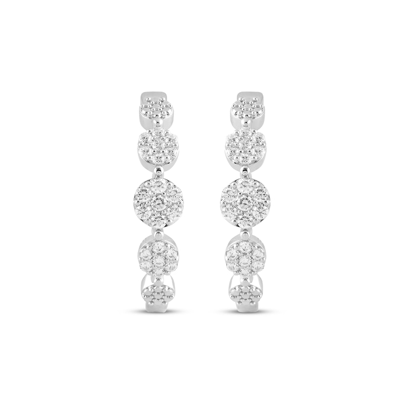 Main Image 2 of Multi-Diamond Hoop Earrings 1/2 ct tw 10K White Gold