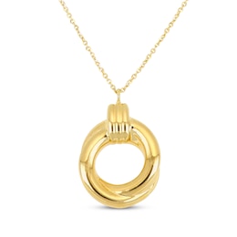 Hollow Open Circle Necklace 14K Yellow Gold 18"