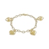 Thumbnail Image 1 of Puff Heart Charms Bracelet 14K Yellow Gold 7.5"