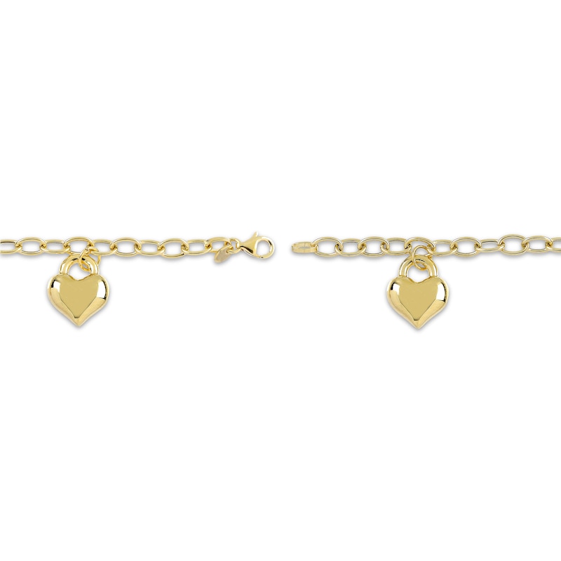 Puff Heart Charms Bracelet 14K Yellow Gold 7.5"