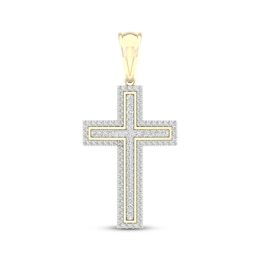 Men's Diamond Cross Charm 1 ct tw 10K Yellow Gold