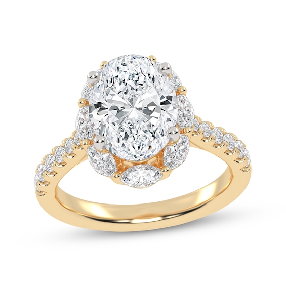 Now + Forever Lab-Grown Diamonds Oval-Cut Halo Engagement Ring 2-3/4 ct tw 14K Yellow Gold