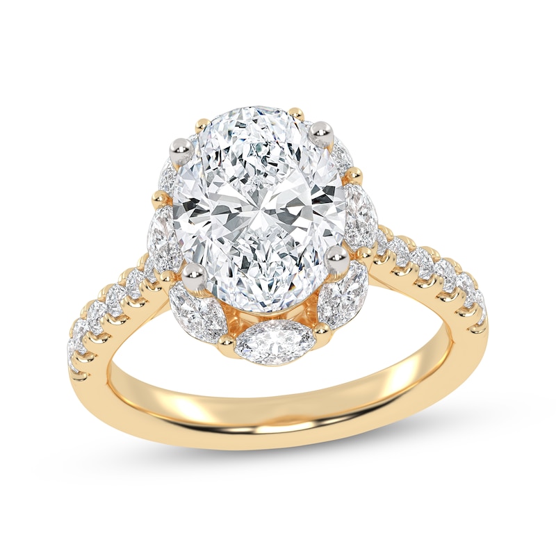 Main Image 1 of Lab-Grown Diamonds by KAY Oval-Cut Halo Engagement Ring 2-3/4 ct tw 14K Yellow Gold