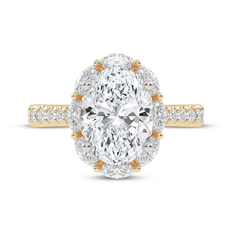 Main Image 3 of Lab-Grown Diamonds by KAY Oval-Cut Halo Engagement Ring 2-3/4 ct tw 14K Yellow Gold