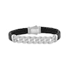 Thumbnail Image 1 of Men's Diamond Curb Chain & Braided Black Leather Bracelet 1/2 ct tw Sterling Silver 8&quot;