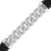 Thumbnail Image 2 of Men's Diamond Curb Chain & Braided Black Leather Bracelet 1/2 ct tw Sterling Silver 8&quot;