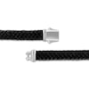 Thumbnail Image 3 of Men's Diamond Curb Chain & Braided Black Leather Bracelet 1/2 ct tw Sterling Silver 8&quot;