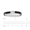 Thumbnail Image 5 of Men's Diamond Curb Chain & Braided Black Leather Bracelet 1/2 ct tw Sterling Silver 8&quot;