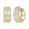 Thumbnail Image 1 of Men's Diamond Cross Huggie Hoop Earrings 1/3 ct tw 10K Yellow Gold