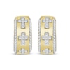 Thumbnail Image 2 of Men's Diamond Cross Huggie Hoop Earrings 1/3 ct tw 10K Yellow Gold