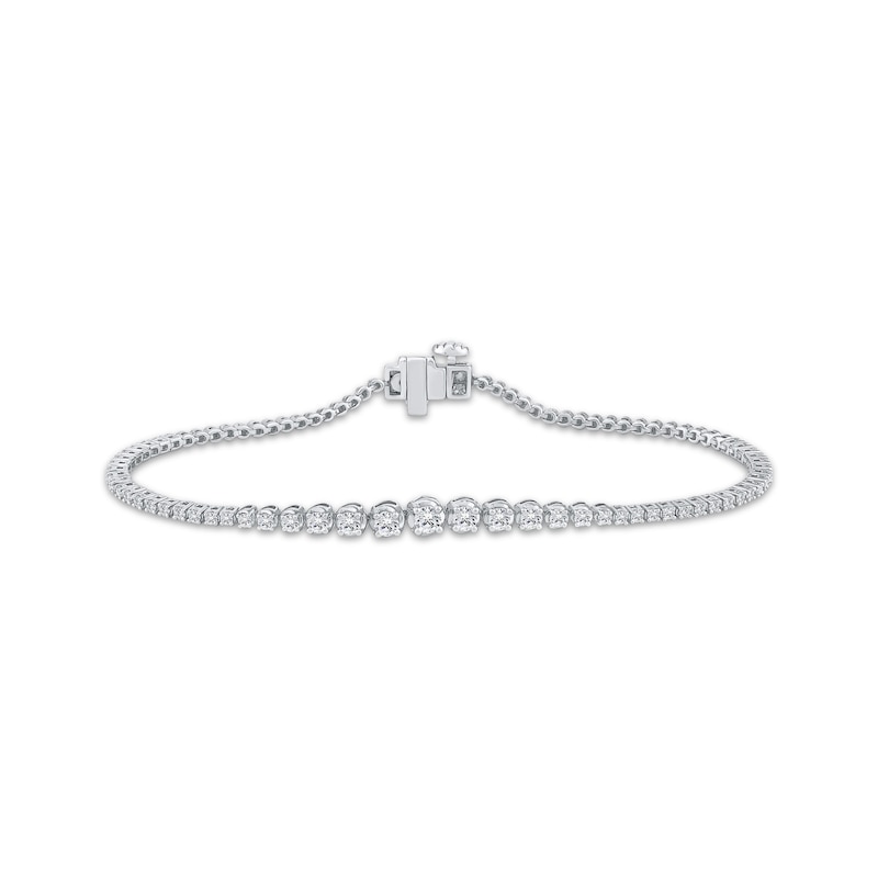 Main Image 1 of Diamond Graduated Line Bracelet 1 ct tw 10K White Gold 7&quot;