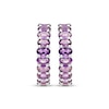 Thumbnail Image 2 of Oval-Cut Amethyst Hoop Earrings Sterling Silver