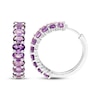 Thumbnail Image 3 of Oval-Cut Amethyst Hoop Earrings Sterling Silver