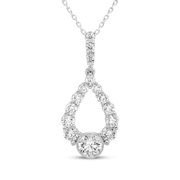 Milestones Diamond Teardrop Dangle Necklace 1-1/2 ct tw 10K White Gold 18&quot;