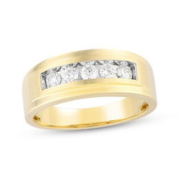 Men's Five-Stone Diamond Wedding Band 1/2 ct tw 10K Yellow Gold