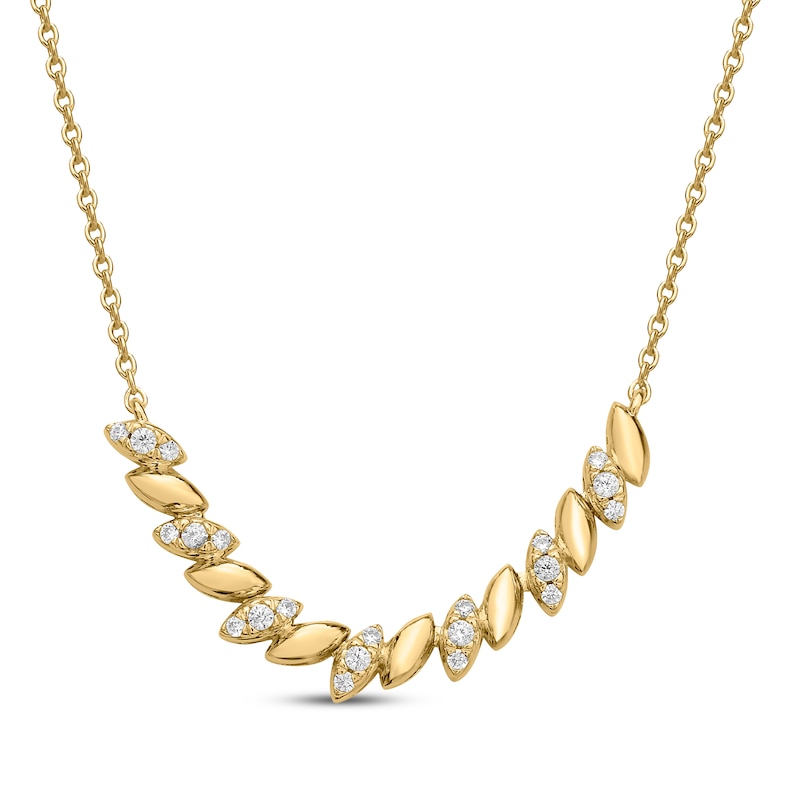 Main Image 1 of Diamond Marquise Link Smile Necklace 1/5 ct tw 10K Yellow Gold