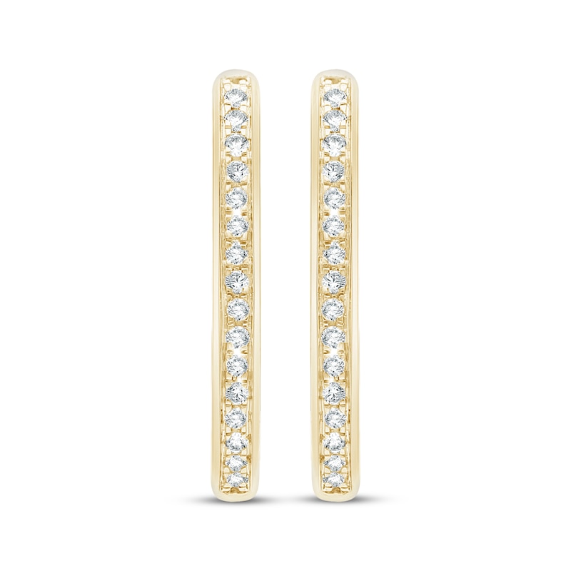 Main Image 2 of Diamond Oblong Hoop Earrings 1/10 ct tw 10K Yellow Gold