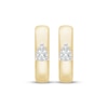 Thumbnail Image 2 of Multi-Diamond Pear Center Hoop Earrings 1/10 ct tw 10K Yellow Gold