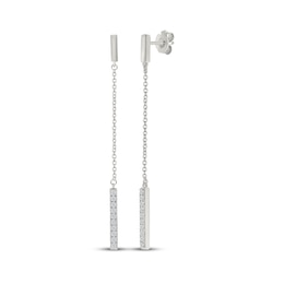 Diamond Bar Chain Drop Earrings 1/6 ct tw 10K White Gold