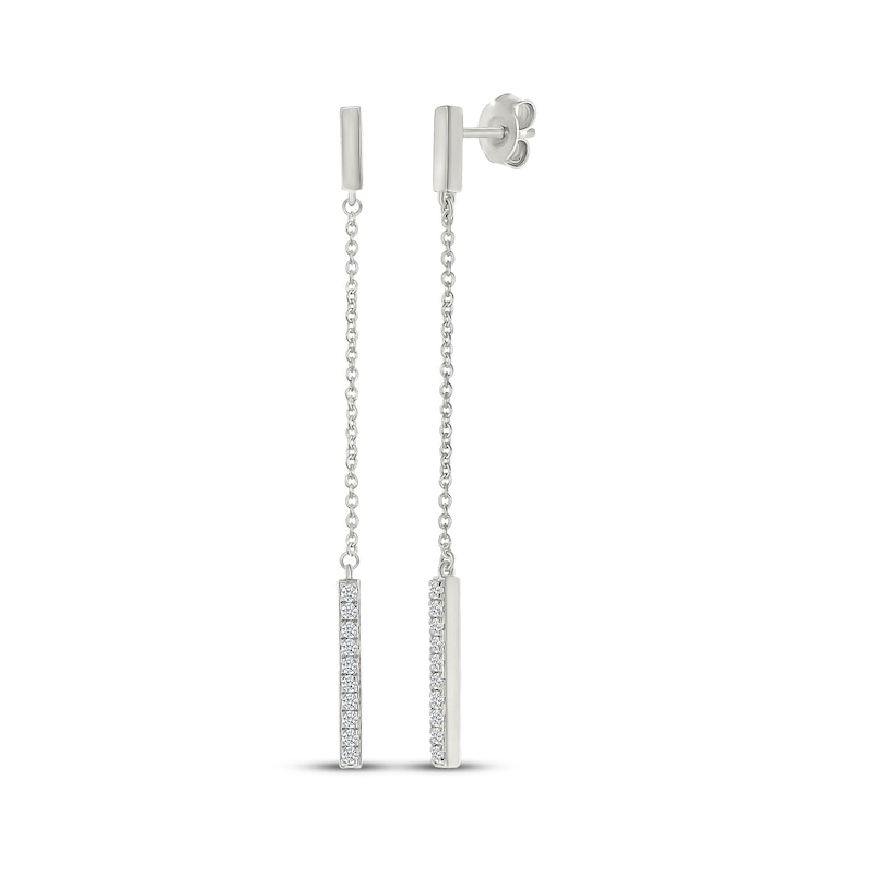 Main Image 1 of Diamond Bar Chain Drop Earrings 1/6 ct tw 10K White Gold