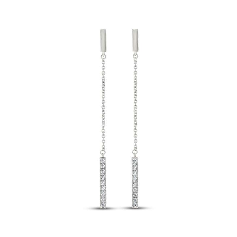 Main Image 2 of Diamond Bar Chain Drop Earrings 1/6 ct tw 10K White Gold