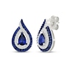 Thumbnail Image 1 of Pear-Shaped Blue and White Lab-Created Sapphire Flame Earrings Sterling Silver