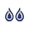 Thumbnail Image 2 of Pear-Shaped Blue and White Lab-Created Sapphire Flame Earrings Sterling Silver