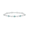 Thumbnail Image 1 of Oceanic Blue Topaz & White Lab-Created Sapphire Link Bracelet Sterling Silver 7.25&quot;