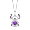 Thumbnail Image 1 of Disney Treasures Lilo & Stitch Heart-Shaped Amethyst & Diamond Necklace 1/10 ct tw Sterling Silver 19&quot;