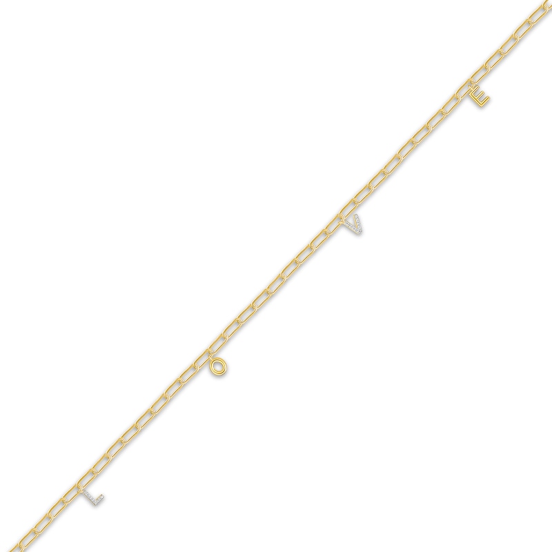 Main Image 2 of Sneaker Bling Diamond Accent &quot;Love&quot; Heel Chain 14K Yellow Gold-Plated Sterling Silver