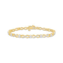 Diamond Infinity Link Bracelet 1/4 ct tw 10K Yellow Gold 7&quot;