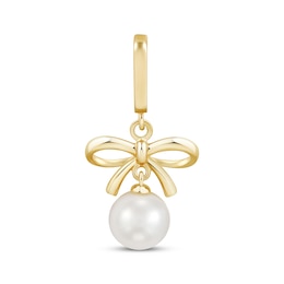 Charmed Memories Cultured Pearl & Bow Charm 10K Yellow Gold