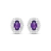 Thumbnail Image 2 of Oval-Cut Amethyst & White Lab-Created Sapphire Halo Stud Earrings Sterling Silver