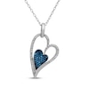 Thumbnail Image 1 of Blue & White Multi-Diamond Double Heart Necklace 1/5 ct tw Sterling Silver 18&quot;