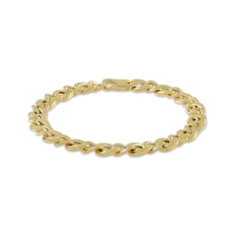 6mm Curb Chain Bracelet Hollow 10K Yellow Gold 8.5"