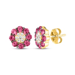 Le Vian Diamond & Ruby Stud Earrings 1/10 ct tw Diamonds 14K Honey Gold