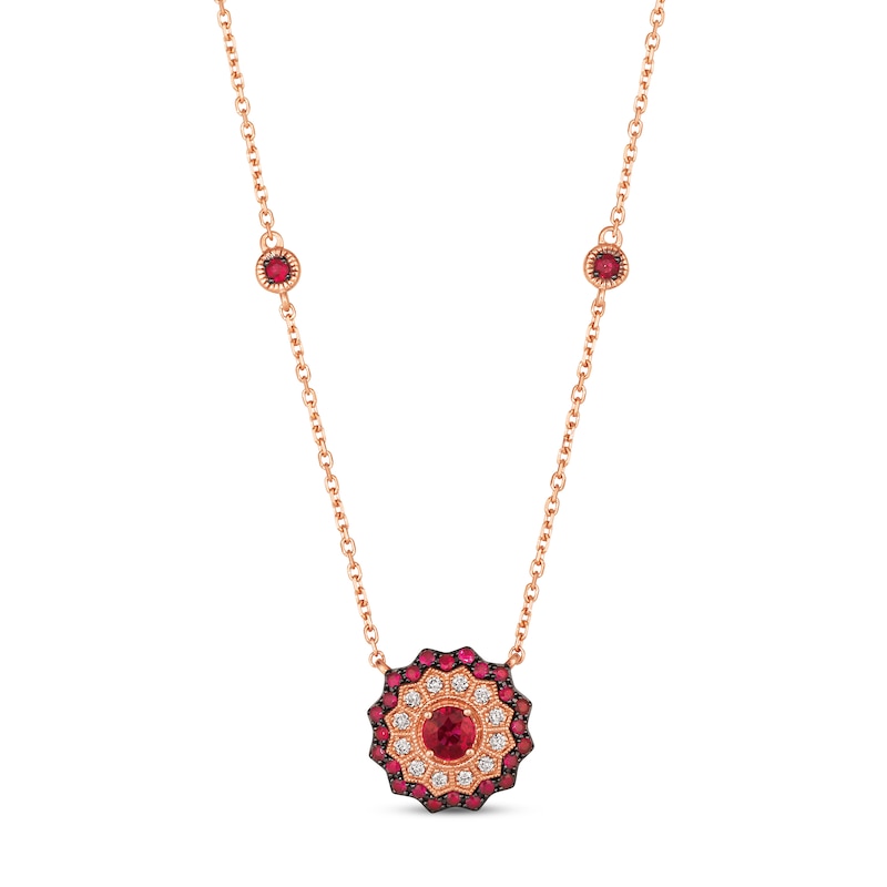 Le Vian Ruby Necklace 1/10 ct tw Diamonds 14K Strawberry Gold 19"