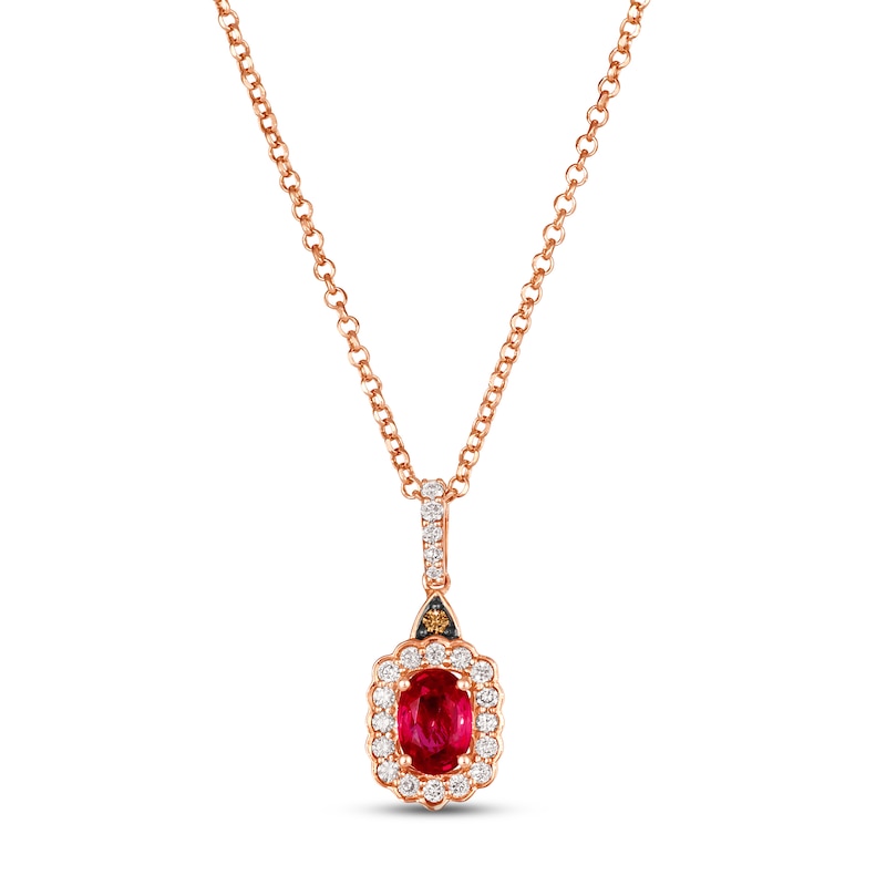 Le Vian Ruby Necklace 1/10 ct tw Diamonds 14K Strawberry Gold 19