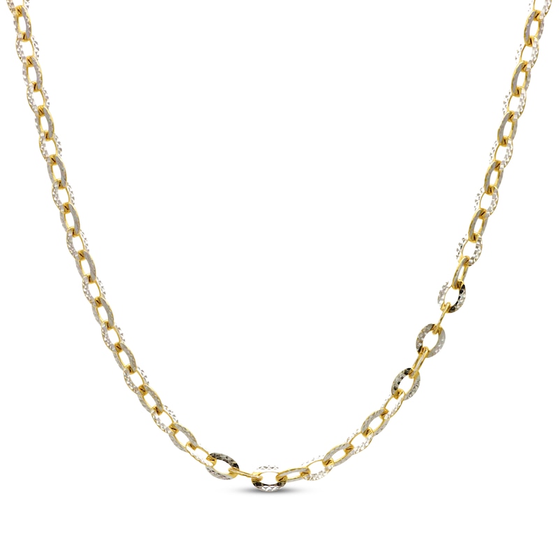 Main Image 1 of Diamond-Cut Solid Cable Chain Necklace 14K Yellow Gold 18&quot;