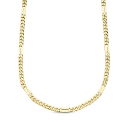 Solid Curb Chain Station Necklace 10K Yellow Gold 22&quot;