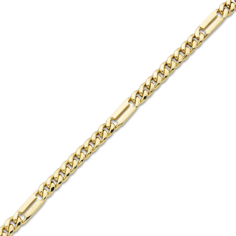 Solid Curb Chain Station Necklace 10K Yellow Gold 22"