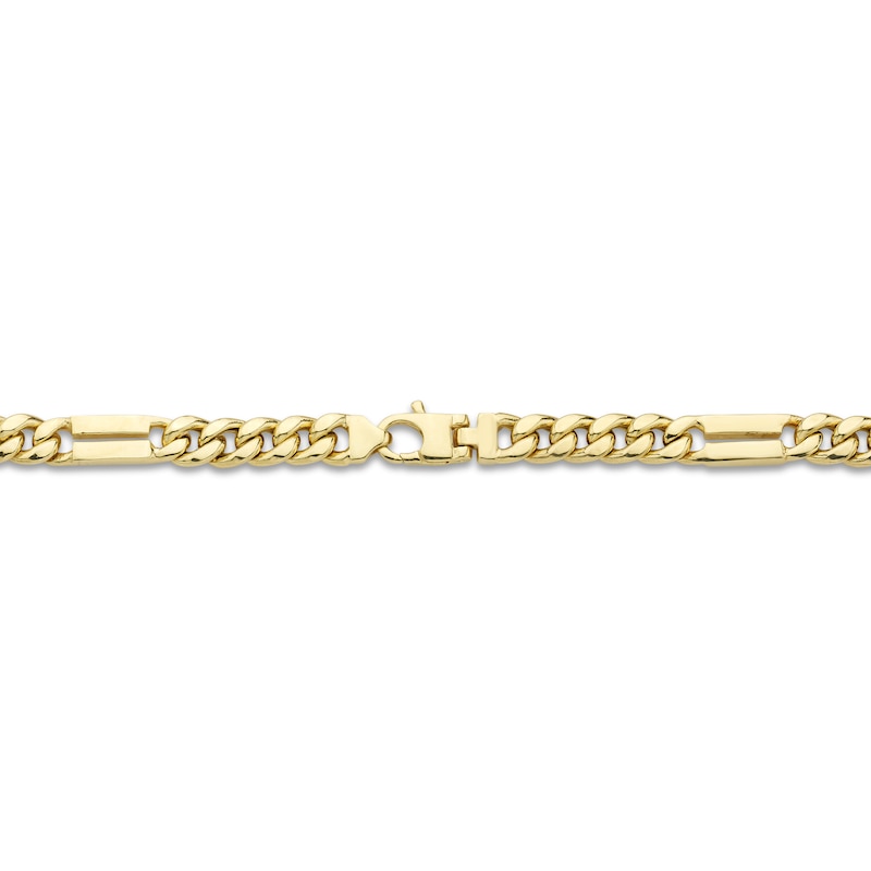 Solid Curb Chain Station Necklace 10K Yellow Gold 22"