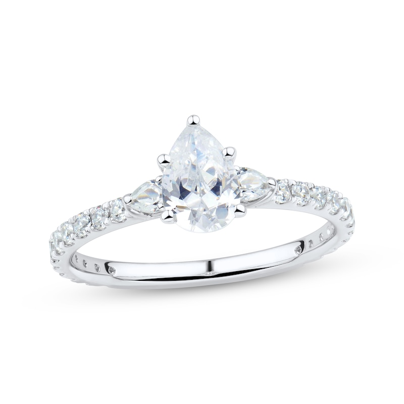 Main Image 1 of Certified Pear-Shaped Diamond Engagement Ring 1-1/4 ct tw Platinum