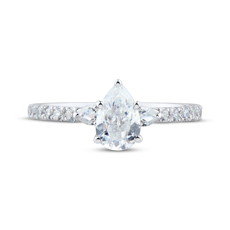 Main Image 3 of Certified Pear-Shaped Diamond Engagement Ring 1-1/4 ct tw Platinum