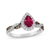 Thumbnail Image 0 of Le Vian Chocolate Twist Pear-Shaped Ruby Ring 1/3 ct tw Diamonds 14K Vanilla Gold