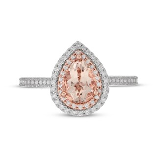 Neil Lane Pear-Shaped Morganite & Diamond Halo Engagement Ring 3/8 ct ...