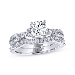 THE LEO Legacy Lab-Grown Diamond Round-Cut Bridal Set 1-1/2 ct tw 14K White Gold